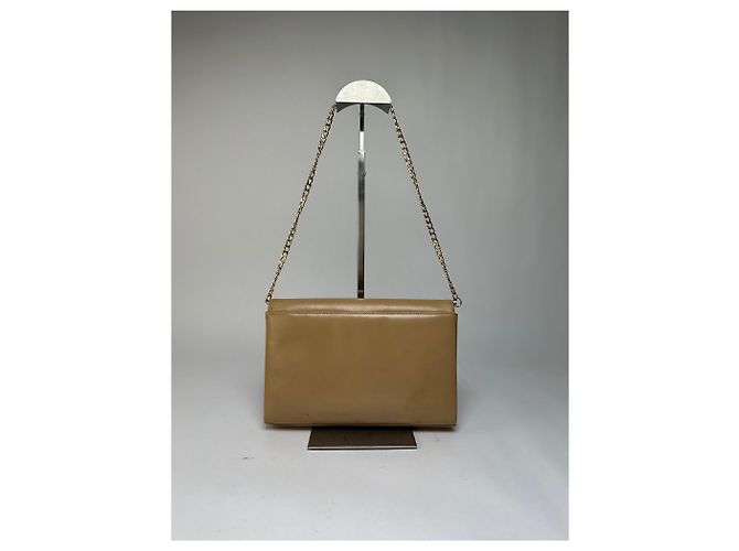 Vintage Givenchy Flap Crossbody Bag Light Beige Gold-Tone Chain Metallic - view 2