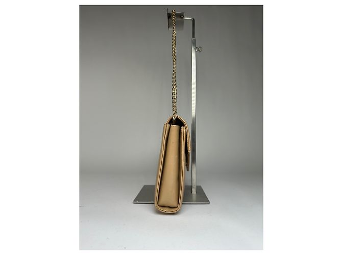 Vintage Givenchy Flap Crossbody Bag Light Beige Gold-Tone Chain Metallic - view 4
