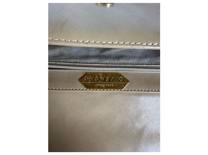 Vintage Givenchy Flap Crossbody Bag Light Beige Gold-Tone Chain Metallic - view 5