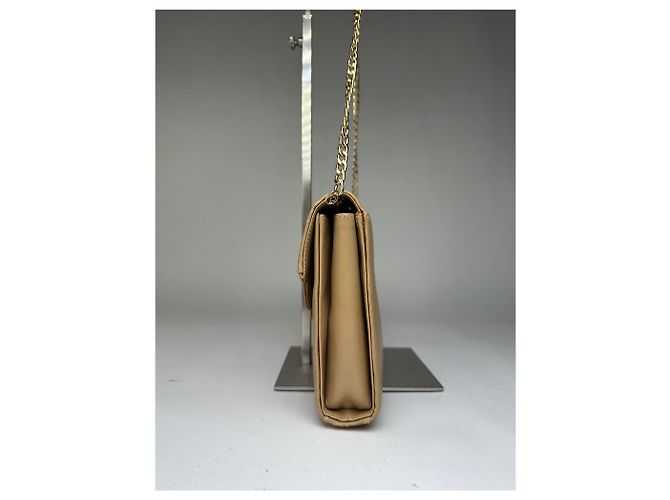 Vintage Givenchy Flap Crossbody Bag Light Beige Gold-Tone Chain Metallic - view 6