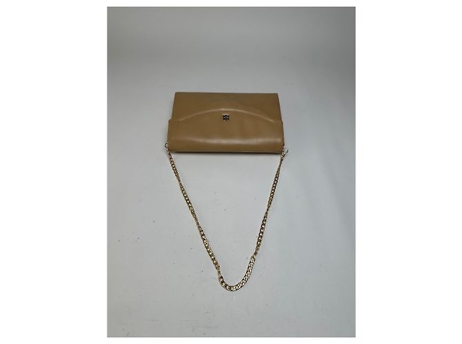 Vintage Givenchy Flap Crossbody Bag Light Beige Gold-Tone Chain Metallic - view 7