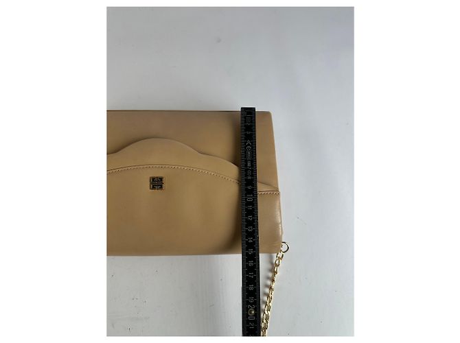 Vintage Givenchy Flap Crossbody Bag Light Beige Gold-Tone Chain Metallic - view 9