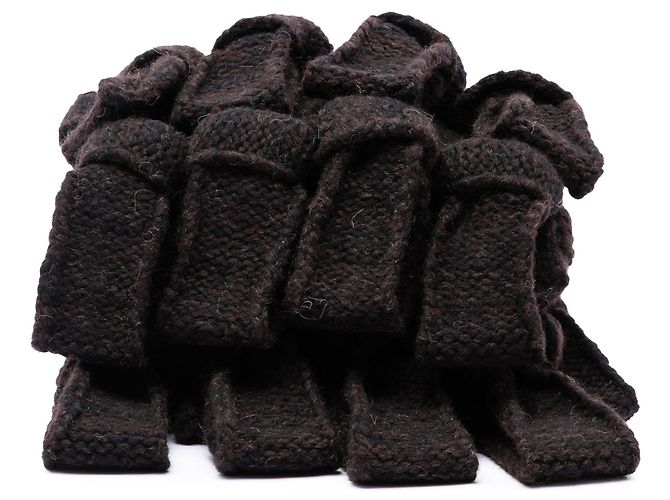 Clutch The Snap Bottega Veneta in maglia Intrecciato chunky a volant marrone - vista 3