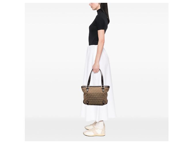 Tote bag Fendi Zucchino Canvas marrone - vista 6