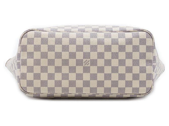 Borsa Tote Louis Vuitton Damier Azur Neverfull MM bianca Bianco - vista 3