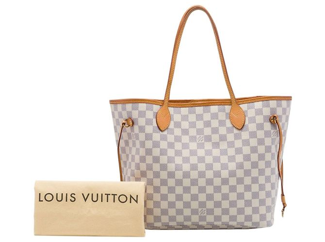 Borsa Tote Louis Vuitton Damier Azur Neverfull MM bianca Bianco - vista 7
