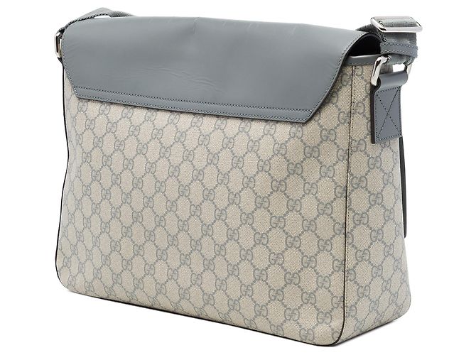 Borsa a tracolla con patta Gucci GG Supreme e vitello beige - vista 2