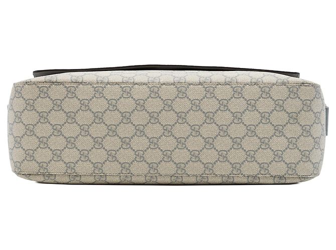 Borsa a tracolla con patta Gucci GG Supreme e vitello beige - vista 3