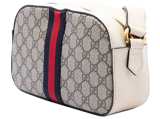 Borsa Camera Ophidia Gucci Small in pelle di vitello testurizzata e GG Supreme Beige con Web - vista 2