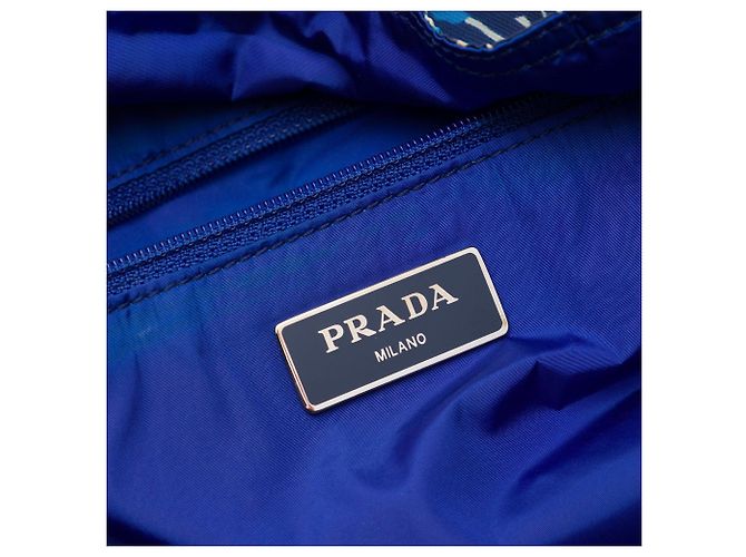 Prada Tessuto Stampato Floral Tote Blau - Ansicht 5