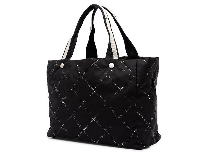 Borsa Tote Chanel Old Travel Line in Nylon Nero - vista 2