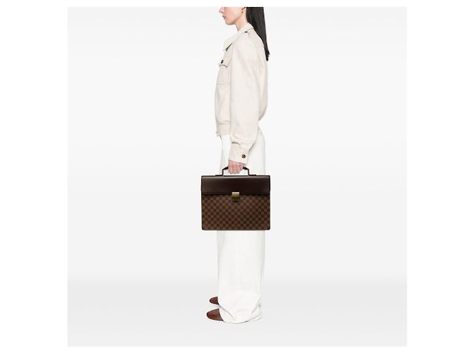 Borsa Business Louis Vuitton Altona PM Damier Ebene Marrone - vista 6
