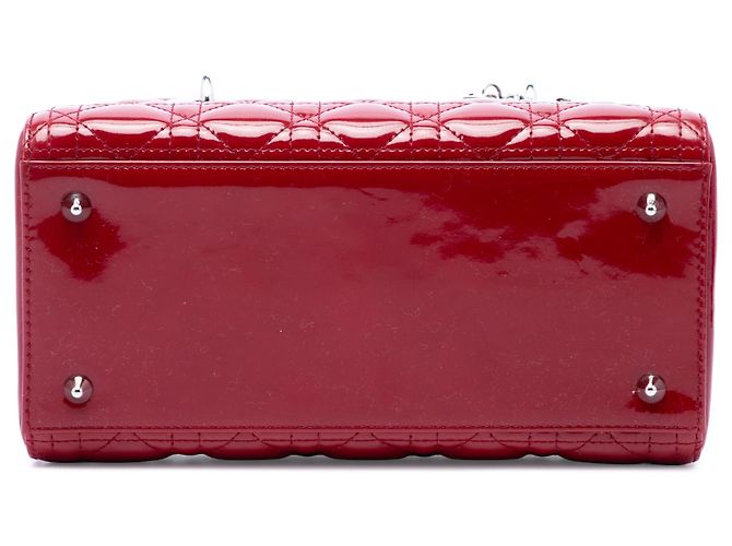 Autre Marque Borsa Lady Dior Satchel Medium in pelle vernice Cannage rossa Dior Rosso - vista 3