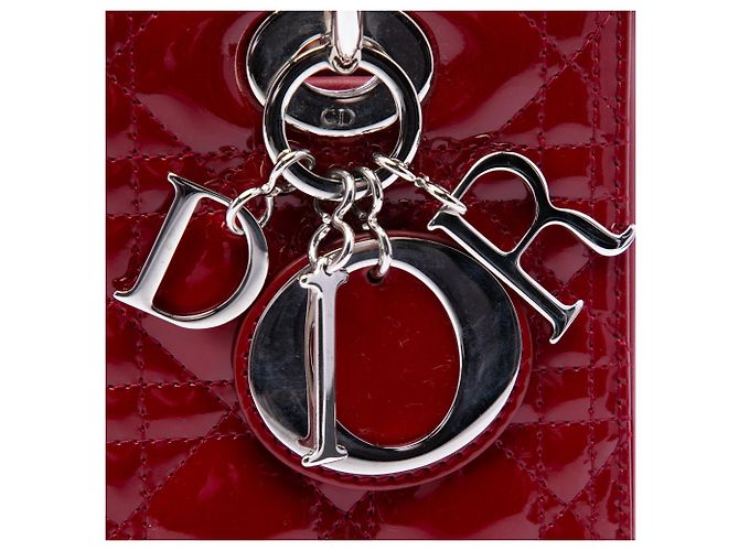Autre Marque Borsa Lady Dior Satchel Medium in pelle vernice Cannage rossa Dior Rosso - vista 5