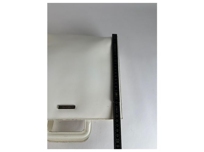 Vintage Gucci strukturierte Lederhandtasche White Silver Weiß - Ansicht 10