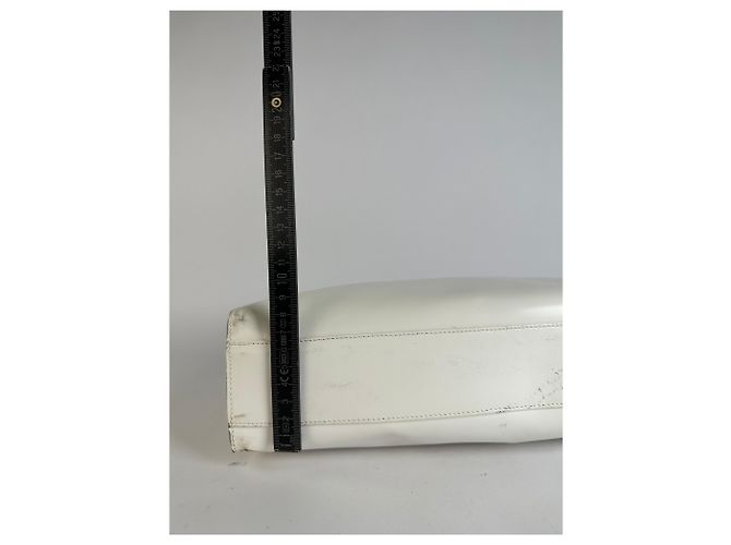 Vintage Gucci strukturierte Lederhandtasche White Silver Weiß - Ansicht 11