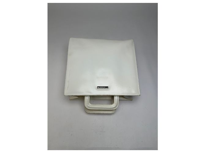 Vintage Gucci strukturierte Lederhandtasche White Silver Weiß - Ansicht 14