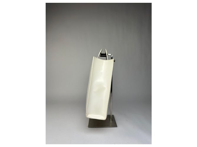 Vintage Gucci strukturierte Lederhandtasche White Silver Weiß - Ansicht 4
