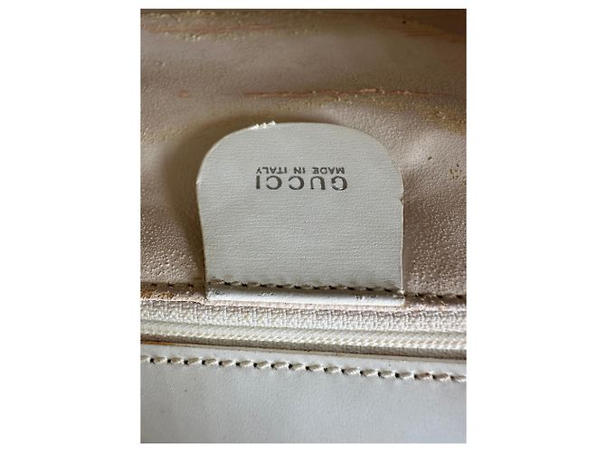 Vintage Gucci strukturierte Lederhandtasche White Silver Weiß - Ansicht 5