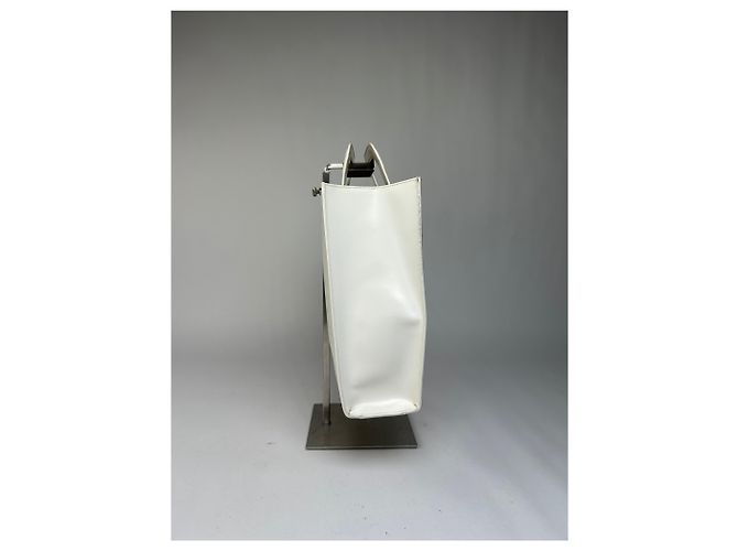 Vintage Gucci strukturierte Lederhandtasche White Silver Weiß - Ansicht 6