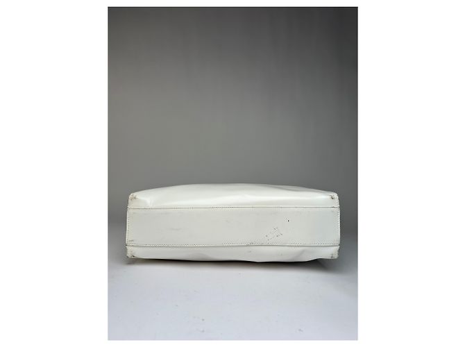 Vintage Gucci strukturierte Lederhandtasche White Silver Weiß - Ansicht 7