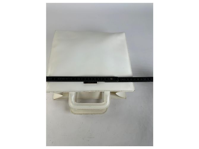 Vintage Gucci strukturierte Lederhandtasche White Silver Weiß - Ansicht 9