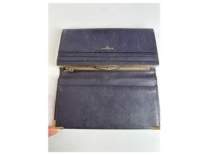Vintage Givenchy Saffiano Leather Bifold Wallet Late 1980s Navy Navy blue - view 3