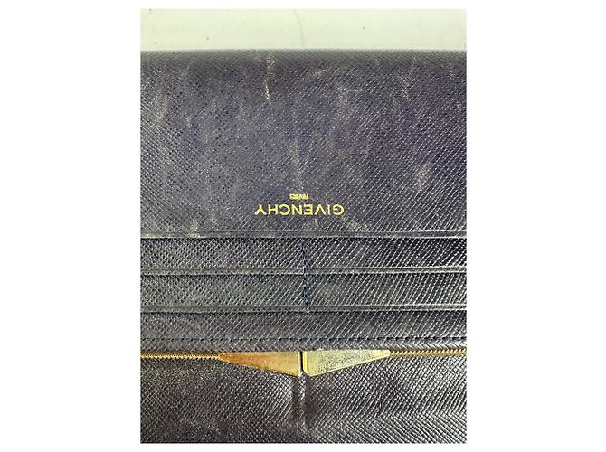 Vintage Givenchy Saffiano Leather Bifold Wallet Late 1980s Navy Navy blue - view 4
