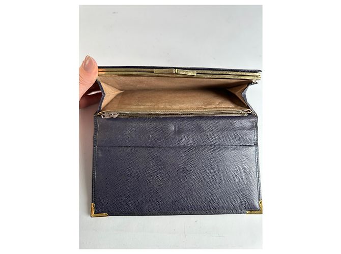 Vintage Givenchy Saffiano Leather Bifold Wallet Late 1980s Navy Navy blue - view 5