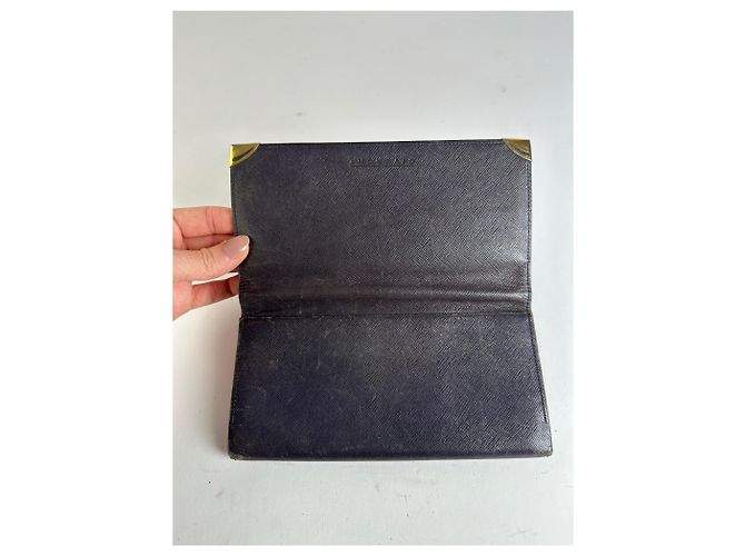 Vintage Givenchy Saffiano Leather Bifold Wallet Late 1980s Navy Navy blue - view 8