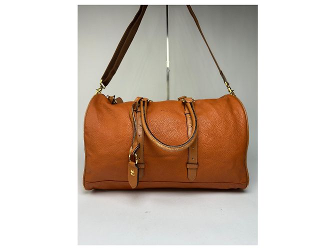 Vintage Courreges Duffle Bag aus Narbenleder Rust Tan Rot - Ansicht 14