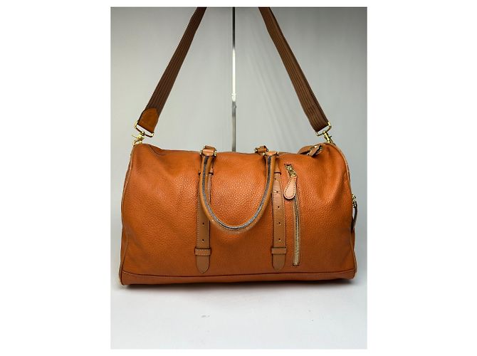 Vintage Courreges Duffle Bag aus Narbenleder Rust Tan Rot - Ansicht 15