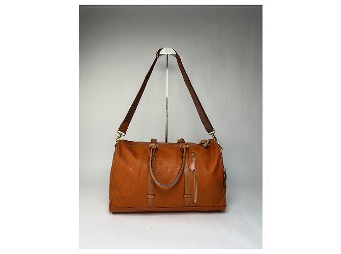 Vintage Courreges Duffle Bag aus Narbenleder Rust Tan Rot - Ansicht 2