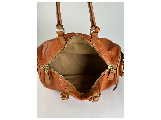 Vintage Courreges Duffle Bag aus Narbenleder Rust Tan Rot - Ansicht 3