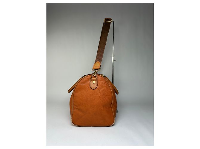 Vintage Courreges Duffle Bag aus Narbenleder Rust Tan Rot - Ansicht 4