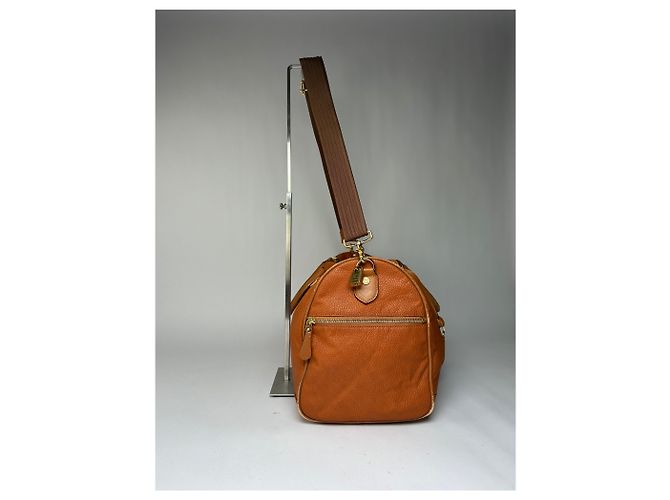 Vintage Courreges Duffle Bag aus Narbenleder Rust Tan Rot - Ansicht 7
