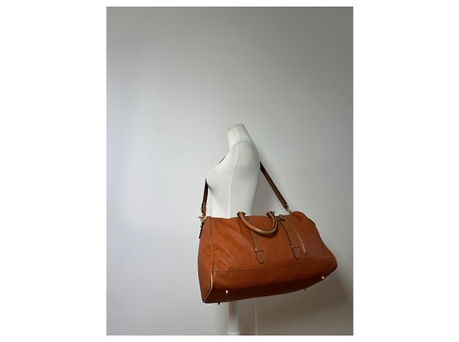 Vintage Courreges Duffle Bag aus Narbenleder Rust Tan Rot - Ansicht 8