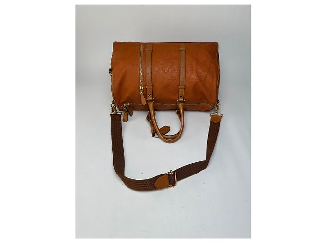 Vintage Courreges Duffle Bag aus Narbenleder Rust Tan Rot - Ansicht 9