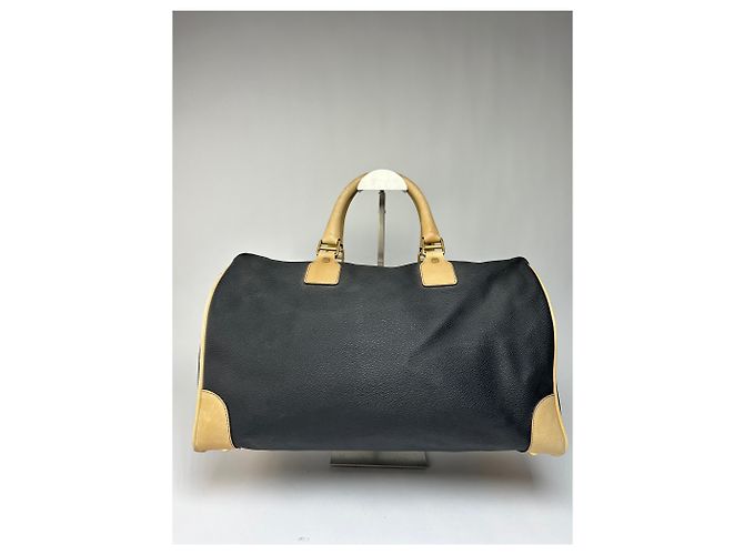 Sac Duffle Structuré Vintage Givenchy Logo 4G Fin 1970s Black Beige Noir - vue 13