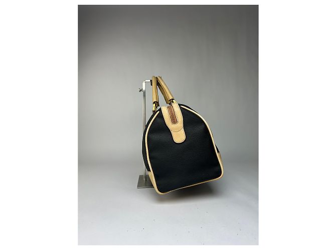 Sac Duffle Structuré Vintage Givenchy Logo 4G Fin 1970s Black Beige Noir - vue 7