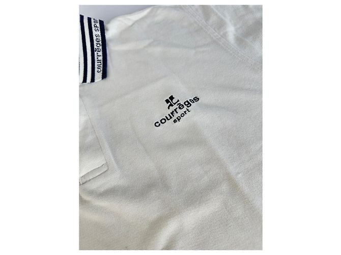 Polo Sport Vintage Courreges Bianco Blu Navy M - vista 10