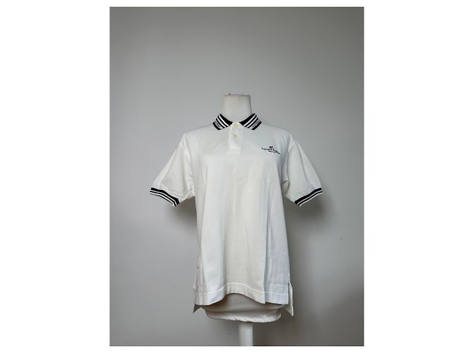 Polo Sport Vintage Courreges Bianco Blu Navy M - vista 14
