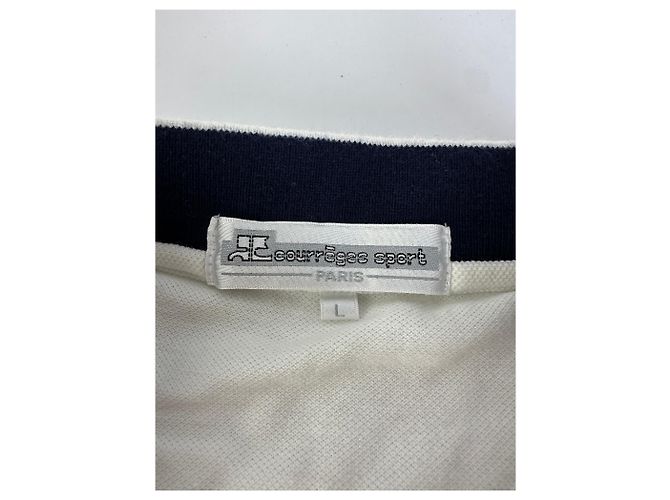 Polo Sport Vintage Courreges Bianco Blu Navy M - vista 5