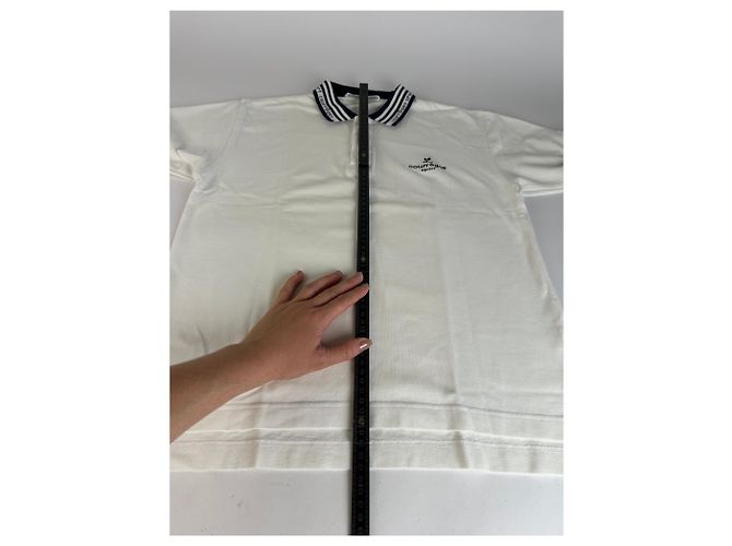 Polo Sport Vintage Courreges Bianco Blu Navy M - vista 6