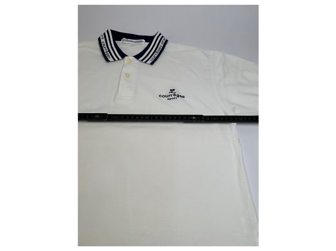 Polo Sport Vintage Courreges Bianco Blu Navy M - vista 8