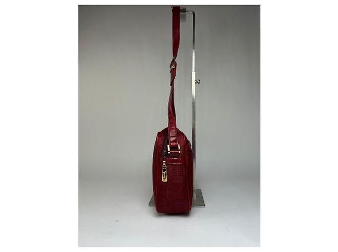 Vintage Givenchy 4G Logo Schultertasche mit Klappe Ende der 1990er Jahre Rot - Ansicht 14