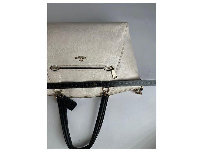 Bolso Tote estructurado Vintage Coach de cuero granulado c. 2010s Cream Beige - vista 10