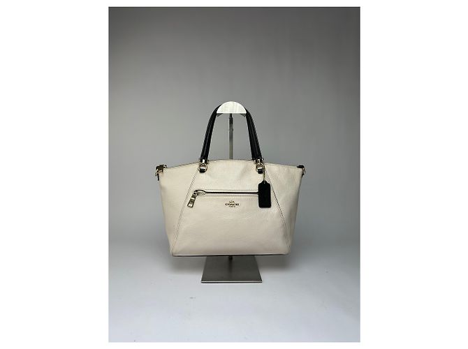 Bolso Tote estructurado Vintage Coach de cuero granulado c. 2010s Cream Beige - vista 13
