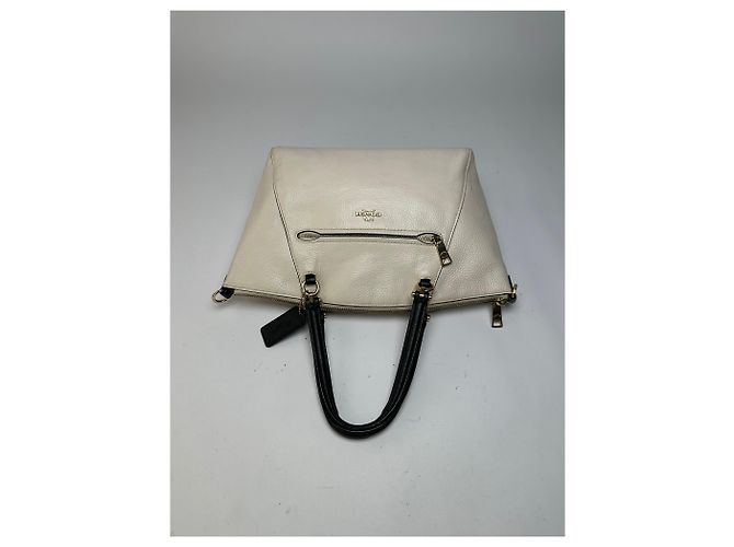 Bolso Tote estructurado Vintage Coach de cuero granulado c. 2010s Cream Beige - vista 8
