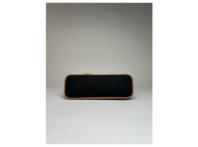 Trim Hermès Vintage Hermes Canvas Kosmetiktasche Black Tan Beige - Ansicht 11